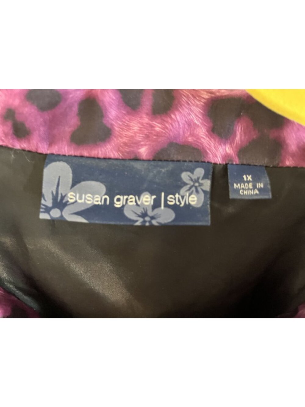 Leopard Print‎ Full Zip Jacket Purple 1X Festival Artsy Shiny Glam Chic Preppy - Picture 2 of 12